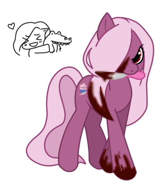 Size: 1280x1448 | Tagged: safe, artist:bonedustz, derpibooru import, earth pony, pony, blood, blood on face, bloody hooves, bloody knife, censored, eyelashes, female, hair over one eye, image, knife, long mane, long tail, mare, mouth hold, narrowed eyes, pink coat, pink mane, pink tail, pinkarella, png, red eyes, serial killer, simple background, sketch, slaughter horse 2, solo, tail, transparent background, two toned tail, wingding eyes