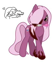 Size: 1280x1448 | Tagged: safe, artist:bonedustz, derpibooru import, earth pony, pony, blood, blood on face, bloody hooves, bloody knife, censored, eyelashes, female, hair over one eye, image, knife, long mane, long tail, mare, mouth hold, narrowed eyes, pink coat, pink mane, pink tail, pinkarella, png, red eyes, serial killer, simple background, sketch, slaughter horse 2, solo, tail, transparent background, two toned tail, wingding eyes