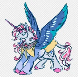 Size: 1021x1015 | Tagged: safe, artist:devilbunzz, derpibooru import, star catcher, alicorn, pony, g3, alternate color palette, alternate cutie mark, alternate design, alternate hair color, alternate tail color, alternate tailstyle, alternate universe, beard, blue eyes, blue sclera, cape, catchercorn, chin fluff, clothes, coat markings, colored hooves, colored horn, colored pinnae, colored sketch, colored teeth, colored wings, colored wingtips, curly mane, curly tail, eyelashes, facial hair, facial markings, fangs, female, fetlock tuft, gray coat, horn, image, jpeg, leonine tail, lidded eyes, long horn, long mane, long tail, mare, multicolored mane, multicolored tail, peytral, profile, race swap, sketch, smiling, sparkly wings, spread wings, star (coat marking), tail, two toned wings, unicorn beard, unicorn horn, wide stance, wingding eyes, wings