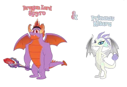 Size: 5520x3765 | Tagged: source needed, safe, anonymous artist, derpibooru import, oc, oc:dragon lord spyro, oc:princess kisara, unofficial characters only, dragon, absurd resolution, bloodstone scepter, brother, brother and sister, crown, crystal, description is relevant, eyebrows, eyelashes, eyes open, family, female, g4, gem, hand on hip, happy, holding, horn, image, jewelry, looking, looking at you, male, name, nostrils, offspring, parent:princess ember, parent:spike, parents:emberspike, png, product of incest, regalia, royalty, scepter, siblings, simple background, sister, smiling, smiling at you, spread wings, standing, story included, symbol, text, tooth, transparent background, wall of tags, wings