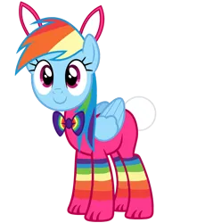 Size: 2493x2707 | Tagged: safe, artist:lizzmcclin, derpibooru import, rainbow dash, pegasus, pony, animal costume, bunny costume, clothes, costume, female, g4, image, mare, png, simple background, solo, transparent background