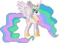 Size: 192x140 | Tagged: safe, derpibooru import, princess celestia, alicorn, pony, animated, april fools 2024, concave belly, crown, ethereal mane, ethereal tail, gif, hoof shoes, image, jewelry, long mane, long tail, peytral, pixel art, princess shoes, regalia, slender, spread wings, standing, tail, tall, thin, wings