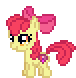Size: 76x78 | Tagged: safe, artist:botchan-mlp, artist:moonlight bloom, derpibooru import, apple bloom, earth pony, pony, animated, apple bloom's bow, blinking, bow, desktop ponies, female, filly, foal, g4, gif, hair bow, image, loop, perfect loop, pixel art, simple background, smiling, solo, sprite, standing, transparent background