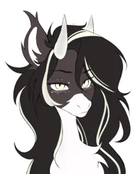 Size: 1824x2276 | Tagged: safe, artist:ruru_01, derpibooru import, oc, unofficial characters only, earth pony, pony, chest fluff, ear fluff, horns, image, long hair, long mane, looking at you, png, simple background, solo, white background