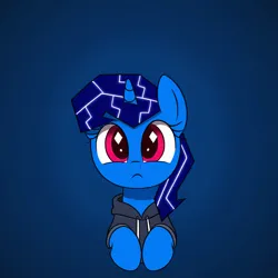 Size: 1024x1024 | Tagged: safe, ai content, derpibooru import, machine learning generated, stable diffusion, oc, oc:bluescreen pony, unofficial characters only, original species, pony, blue screen of death, cute, generator:pony diffusion v6 xl, image, lora model, magic, png, prompter:jasmindreasond, simple background, smiling, species swap, wrong eye color, wrong eye shape