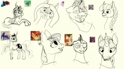 Size: 3840x2160 | Tagged: suggestive, artist:kujivunia, derpibooru import, apple bloom, princess luna, queen chrysalis, silver spoon, twilight sparkle, zecora, zipp storm, changeling, g5, image, png, sketch, sketch dump