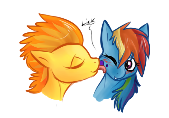 Size: 543x379 | Tagged: artist needed, source needed, safe, derpibooru import, rainbow dash, spitfire, blushing, female, food, g4, image, jam, lesbian, licking, png, ship:spitdash, shipping, simple background, tongue out, white background