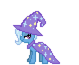 Size: 158x130 | Tagged: safe, derpibooru import, trixie, pony, unicorn, animated, april fools 2024, bipedal, cape, clothes, female, gif, hat, horn, image, mare, simple background, solo, transparent background, trixie's cape, trixie's hat
