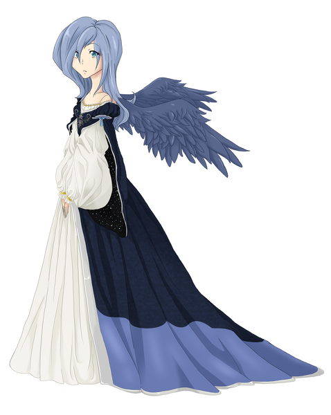 Size: 2243x2813 | Tagged: safe, artist:the-orator, derpibooru import, princess luna, human, g4, humanized, image, png, wings