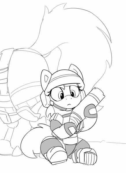 Size: 1923x2647 | Tagged: safe, artist:pabbley, derpibooru import, armor, butt, clothes, female, gloves, gun, helmet, image, knee pads, png, shoes, shorts, sitting, soldier, soldier pony, weapon