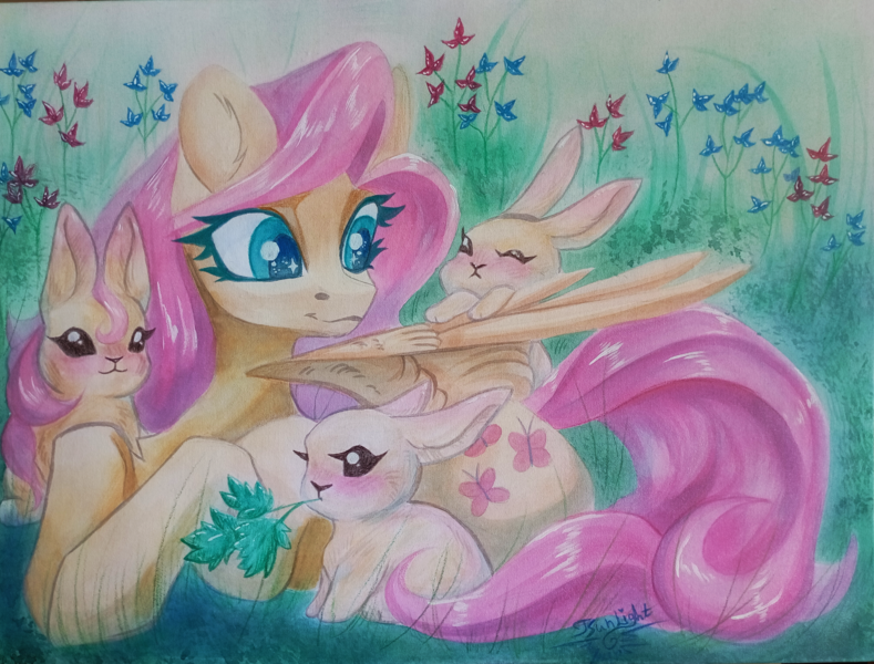 Size: 4000x3043 | Tagged: safe, artist:jsunlight, derpibooru import, fluttershy, pegasus, pony, image, png, solo, traditional art, watercolor painting