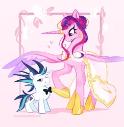 Size: 1989x2048 | Tagged: safe, artist:anotherdeadrat, derpibooru import, princess cadance, shining armor, alicorn, pony, unicorn, bowtie, clothes, concave belly, dress, duo, horn, horn ring, image, jewelry, jpeg, meme, raised hoof, ring, slender, spread wings, tall, the bride and the ugly ass groom, thin, toy interpretation, wedding ring, wings