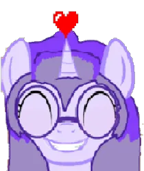 Size: 265x315 | Tagged: safe, artist:mellow91, derpibooru import, edit, oc, oc:glass sight, unicorn, april fools 2024, cute, female, grin, horn, icon, image, lowres, ocbetes, pixel art, pixel heart, pixelated, png, simple background, smiling, solo, solo female, transparent background