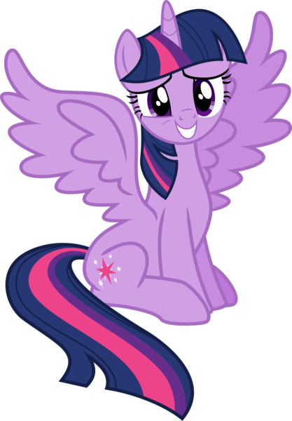 Size: 2048x2949 | Tagged: safe, artist:jp, derpibooru import, twilight sparkle, twilight sparkle (alicorn), alicorn, pony, amending fences, season 5, .svg available, cute, derpibooru exclusive, female, g4, grin, image, looking at you, nervous, png, simple background, sitting, smiling, solo, spread wings, transparent background, twiabetes, vector, wings