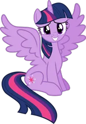 Size: 2048x2949 | Tagged: safe, artist:jp, derpibooru import, twilight sparkle, twilight sparkle (alicorn), alicorn, pony, amending fences, season 5, .svg available, cute, derpibooru exclusive, female, g4, grin, image, looking at you, nervous, png, simple background, sitting, smiling, solo, spread wings, transparent background, twiabetes, vector, wings