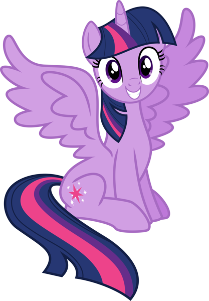 Size: 2048x2949 | Tagged: safe, alternate version, artist:jp, derpibooru import, twilight sparkle, twilight sparkle (alicorn), alicorn, pony, amending fences, season 5, .svg available, derpibooru exclusive, female, g4, grin, image, looking at you, nervous, png, simple background, sitting, smiling, solo, spread wings, transparent background, vector, wings