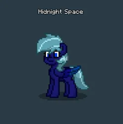 Size: 591x596 | Tagged: safe, artist:mlpfantealmintmoonrise, derpibooru import, oc, oc:midnight space, unofficial characters only, pegasus, pony, pony town, colored wings, gradient wings, image, name, pixel art, png, wings