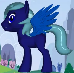 Size: 584x575 | Tagged: safe, derpibooru import, oc, oc:midnight space, unofficial characters only, pegasus, pony, 3d pony creator, image, large wings, male, png, side view, stallion, striped tail, tail, wings