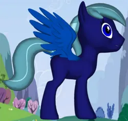 Size: 614x581 | Tagged: safe, derpibooru import, oc, oc:midnight space, unofficial characters only, pegasus, pony, 3d pony creator, image, large wings, male, png, side view, stallion, striped tail, tail, wings