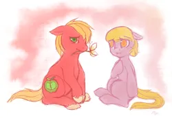 Size: 1280x880 | Tagged: safe, artist:amnestie, banned from derpibooru, deleted from derpibooru, big macintosh, lily, lily valley, earth pony, pony, ask lily, ask, blushing, female, flower, flower in mouth, image, lilymac, male, mouth hold, png, shipping, stallion, straight, tumblr