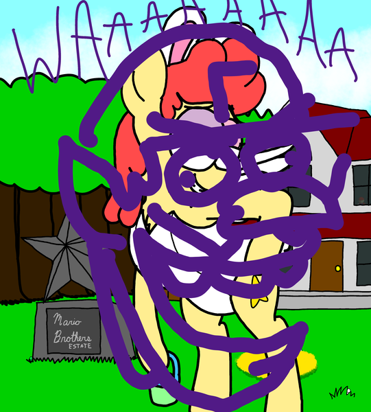 Size: 3023x3351 | Tagged: safe, artist:professorventurer, derpibooru import, oc, oc:power star, april fools 2024, image, png, rule 85, super mario 64, super mario bros., too bad waluigi time, waluigi