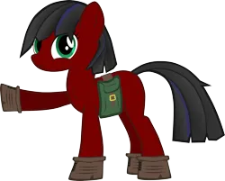 Size: 3363x2707 | Tagged: safe, artist:., derpibooru import, oc, oc:antimony (.), unofficial characters only, earth pony, pony, adult blank flank, bag, blank flank, boots, chest fluff, clothes, derpibooru exclusive, female, frown, high res, image, looking at you, mare, png, pointing, saddle bag, shoes, simple background, solo, transparent background, vector