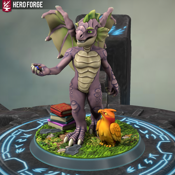 Size: 768x768 | Tagged: safe, derpibooru import, peewee, spike, dragon, phoenix, 3d, 3d model, 3d print, book, dice, dungeons and dragons, g4, hero forge, image, ogres and oubliettes, pen and paper rpg, png, rpg, winged spike, wings