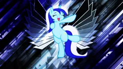 Size: 4096x2304 | Tagged: safe, artist:game-beatx14, artist:mithandir730, artist:ooklah, derpibooru import, edit, minuette, pony, unicorn, abstract background, bipedal, dancing, eyes closed, female, g4, horn, image, mare, open mouth, open smile, png, smiling, solo, standing, standing on one leg, wallpaper, wallpaper edit