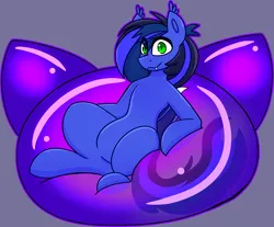 Size: 3418x2827 | Tagged: safe, artist:askhypnoswirl, derpibooru import, oc, oc:guard cobalt flash, unofficial characters only, bat pony, goo, bat pony oc, bat wings, chair, cute, image, png, sitting, wings