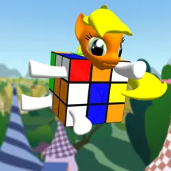 Size: 1000x1000 | Tagged: safe, derpibooru import, earth pony, original species, image, png, rubik's cube, rubik's cube pony, wat