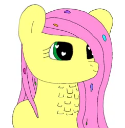 Size: 568x583 | Tagged: source needed, safe, artist:coolgear10, derpibooru import, fluttershy, pegasus, pony, clothes, coat, cute, eyelashes, feather, flower, flower in hair, hair, image, mane, petals, png, shyabetes, smiling, solo, wingding eyes
