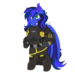 Size: 1500x1500 | Tagged: safe, artist:euspuche, derpibooru import, oc, oc:guard cobalt flash, unofficial characters only, bat pony, animated, bat pony oc, bat wings, commission, fangs, gif, helldivers, helmet, image, salute, wings, ych result