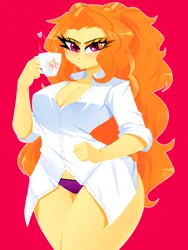Size: 1500x2000 | Tagged: suggestive, artist:xan-gelx, derpibooru import, adagio dazzle, equestria girls, blushing, breasts, cleavage, clothes, cutie mark, g4, image, looking at you, messy hair, panties, png, simple background, underwear