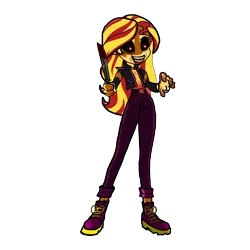 Size: 4724x4724 | Tagged: semi-grimdark, artist:epicheavytf2, artist:pyrogaming, derpibooru import, edit, vector edit, sunset shimmer, human, monster girl, equestria girls, blood, clothes, creepy, creepypasta, dark eyes, evil, evil grin, eyes open, female, friday night funkin', g4, grin, holding, holding a weapon, image, jacket, looking down, machete, mario madness, monster, open mouth, png, shoes, simple background, smiling, solo, standing, transparent background, vector, weapon