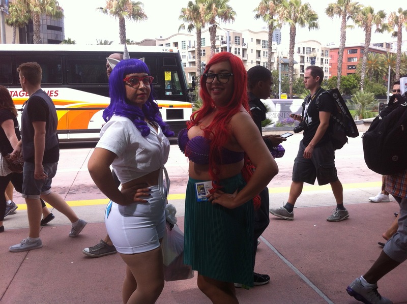 Size: 2592x1936 | Tagged: safe, derpibooru import, rarity, human, ariel, bus, clothes, cosplay, costume, g4, image, irl, irl human, jpeg, photo, san diego comic con, the little mermaid