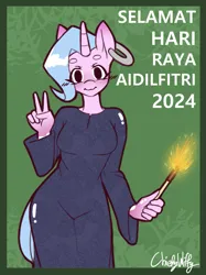 Size: 827x1106 | Tagged: safe, artist:chiefywiffy, derpibooru import, oc, oc:chiefy, anthro, unicorn, ear piercing, female, festival, holiday, horn, image, peace sign, piercing, png, solo