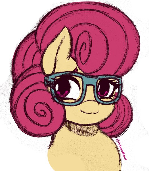 Size: 1791x2048 | Tagged: safe, artist:artmorheart, derpibooru import, posey shy, pegasus, pony, colored sketch, cute, female, g4, glasses, image, jpeg, mare, posey shyabetes, simple background, sketch, smiling, solo, white background