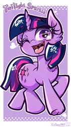 Size: 1152x2048 | Tagged: safe, artist:phoenixrk49, derpibooru import, twilight sparkle, pony, unicorn, female, g4, heart, horn, image, jpeg, looking at you, mare, name, one eye closed, open mouth, open smile, signature, smiling, smiling at you, solo, unicorn twilight, wink, winking at you