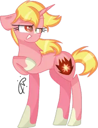 Size: 590x767 | Tagged: safe, artist:gallantserver, derpibooru import, oc, oc:glorious blaze, pony, unicorn, concave belly, female, horn, image, long legs, mare, offscreen character, parent:sunburst, parent:sunshine smiles, png, simple background, solo, transparent background