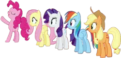 Size: 4480x2140 | Tagged: safe, derpibooru import, editor:homersimpson1983, applejack, fluttershy, pinkie pie, rainbow dash, rarity, earth pony, pegasus, unicorn, background removed, female, g4, horn, image, png