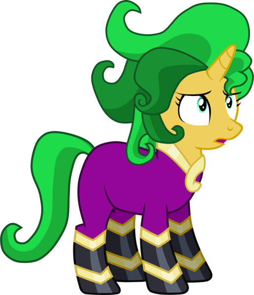 Size: 4300x5000 | Tagged: safe, artist:octosquish7260, derpibooru import, mane-iac, sunset shimmer, pony, unicorn, absurd resolution, clothes, costume, female, frown, g4, horn, image, mare, open mouth, png, simple background, solo, transparent background, vector, wig
