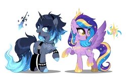 Size: 3328x2026 | Tagged: safe, artist:dixieadopts, derpibooru import, oc, oc:orchid night, oc:star swing, unofficial characters only, pegasus, pony, unicorn, female, horn, image, mare, png, simple background, transparent background