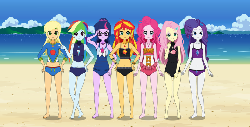 Size: 2935x1500 | Tagged: safe, artist:neoduelgx, derpibooru import, applejack, fluttershy, pinkie pie, rainbow dash, rarity, sci-twi, sunset shimmer, twilight sparkle, human, equestria girls, adorasexy, applejack's beach shorts swimsuit, beach, beach shorts swimsuit, belly button, bikini, clothes, cute, fluttershy's beach shorts swimsuit, g4, glasses, group, humane five, humane seven, humane six, humanized, image, kisekae, looking at you, midriff, ocean, png, rainbow dash's beach shorts swimsuit, rarity's beach shorts swimsuit, rarity's purple bikini, sexy, summer, sunset shimmer's beach shorts swimsuit, swimsuit, water