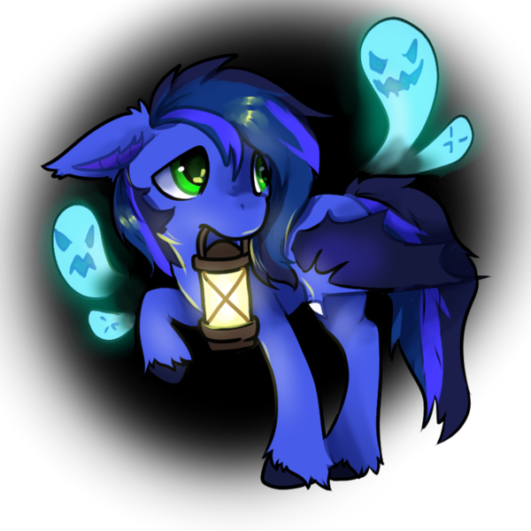 Size: 800x800 | Tagged: safe, artist:lovelock, derpibooru import, oc, oc:guard cobalt flash, unofficial characters only, bat pony, ghost, undead, bat pony oc, bat wings, commission, image, lantern, png, scared, wings, ych result