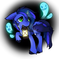 Size: 800x800 | Tagged: safe, artist:lovelock, derpibooru import, oc, oc:guard cobalt flash, unofficial characters only, bat pony, ghost, undead, bat pony oc, bat wings, commission, image, lantern, png, scared, wings, ych result