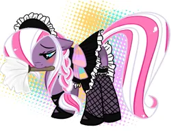 Size: 525x425 | Tagged: artist needed, safe, derpibooru import, oc, oc:northern lights, pegasus, blushing, clothes, duster, french maid, image, maid, pegasus oc, png, simple background, wings