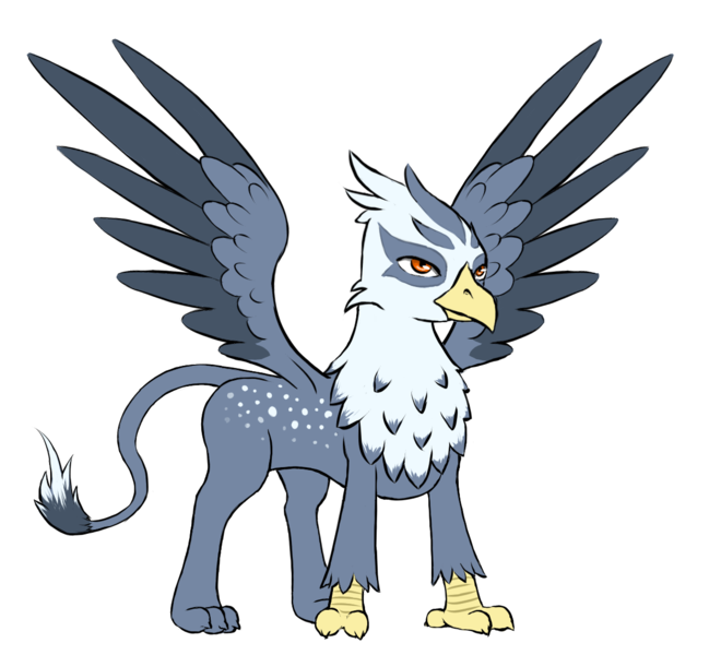 Size: 1226x1134 | Tagged: safe, artist:multiverseequine, derpibooru import, oc, oc:kreggia, unofficial characters only, gryphon, pony, chest fluff, colored, colored wings, daybreak island, derpibooru exclusive, full body, griffon oc, image, leonine tail, male, paws, png, quadrupedal, simple background, solo, spots, spread wings, tail, transparent background, two toned wings, wings
