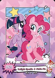 Size: 850x1191 | Tagged: safe, derpibooru import, official, pinkie pie, twilight sparkle, twilight sparkle (alicorn), alicorn, series:卡游友谊绘影, card, chinese text, image, jpeg, kayou, merchandise, moon runes, text
