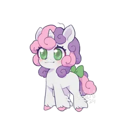 Size: 1097x1106 | Tagged: safe, artist:paichi-art, derpibooru import, sweetie belle, pony, unicorn, blushing, bow, cute, diasweetes, female, filly, foal, g4, horn, image, png, redesign, simple background, smiling, solo, tail, tail bow, transparent background, unshorn fetlocks