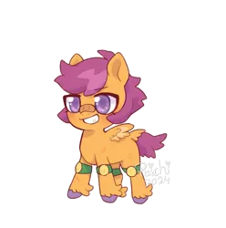 Size: 1097x1106 | Tagged: safe, artist:paichi-art, derpibooru import, scootaloo, pegasus, pony, bandaid, bandaid on nose, blushing, cute, cutealoo, female, filly, foal, g4, grin, image, knee pads, png, redesign, simple background, smiling, solo, tail, tail feathers, transparent background, unshorn fetlocks